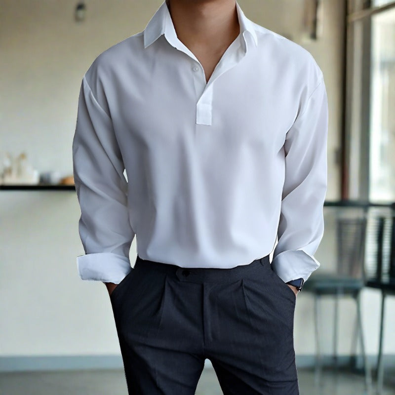 Polo homme léger en coton à manches longues