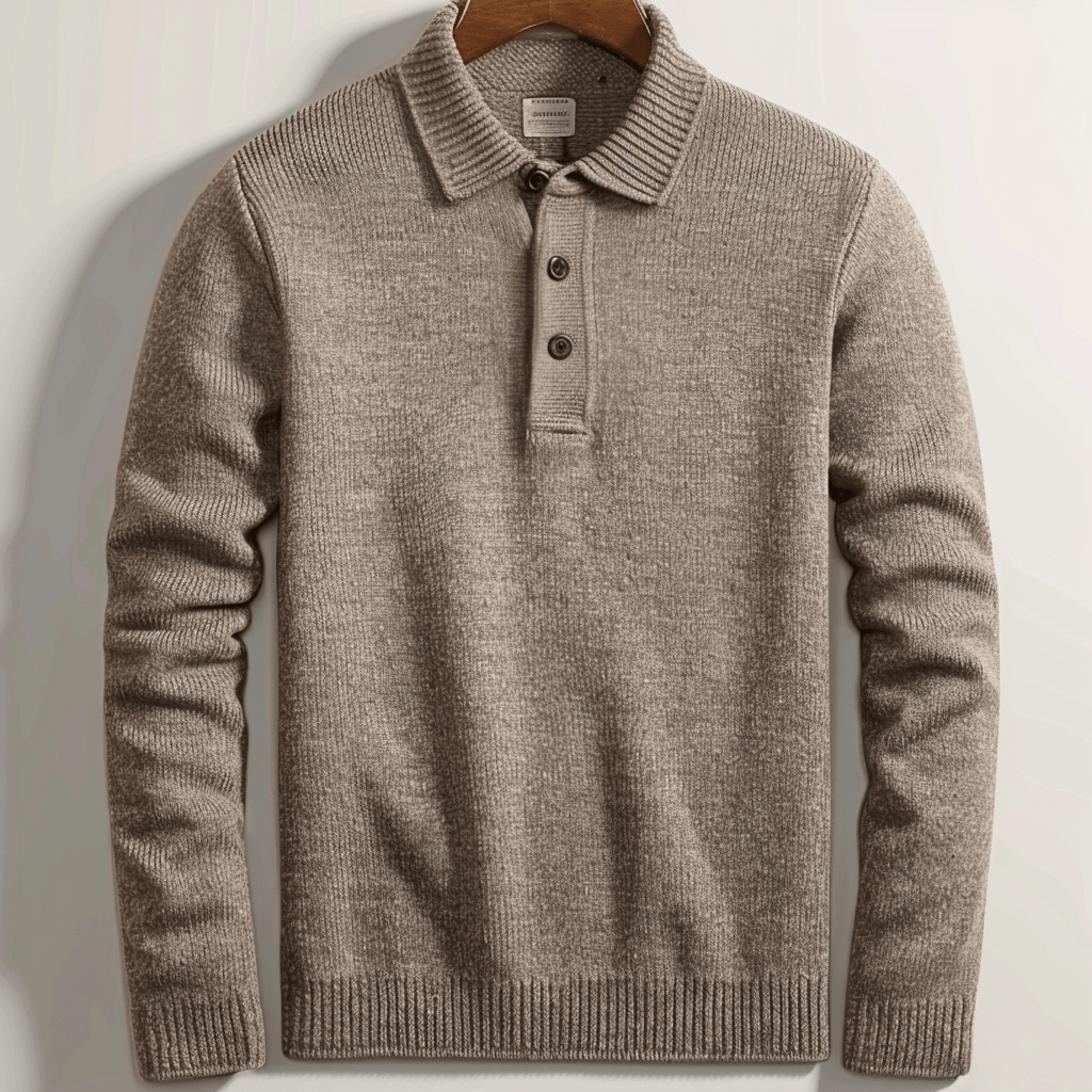 Polo-shirt homme manches longues col élégant