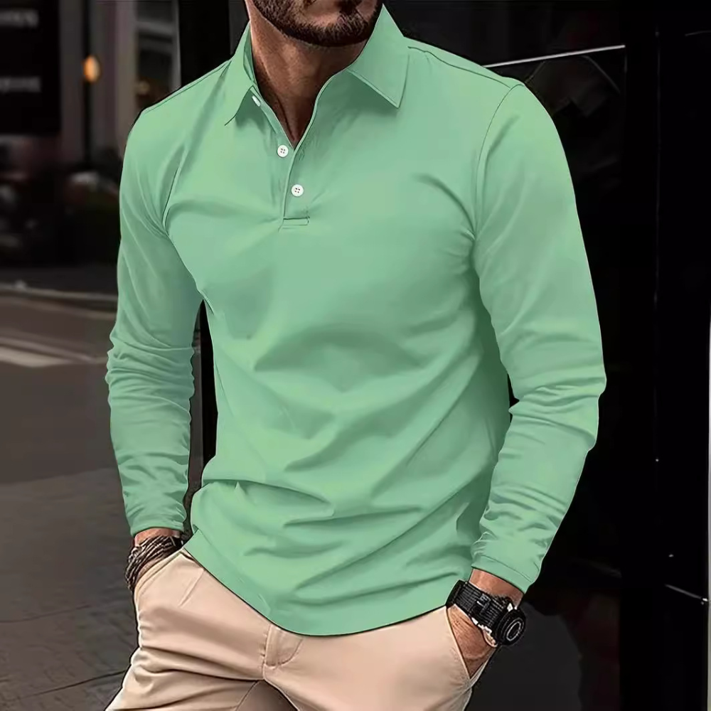 Herren Polohemd Langarm Kragen Modern - IdealeKleiden