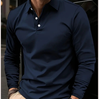 Polo homme manches longues col moderne
