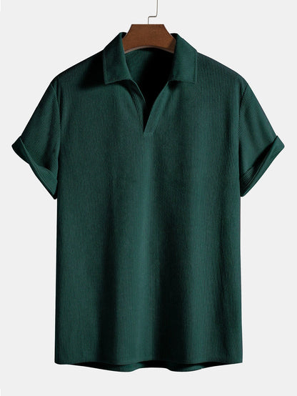 Polo pour homme, manches courtes, col en V, sportif