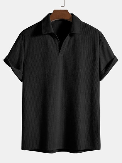 Polo pour homme, manches courtes, col en V, sportif