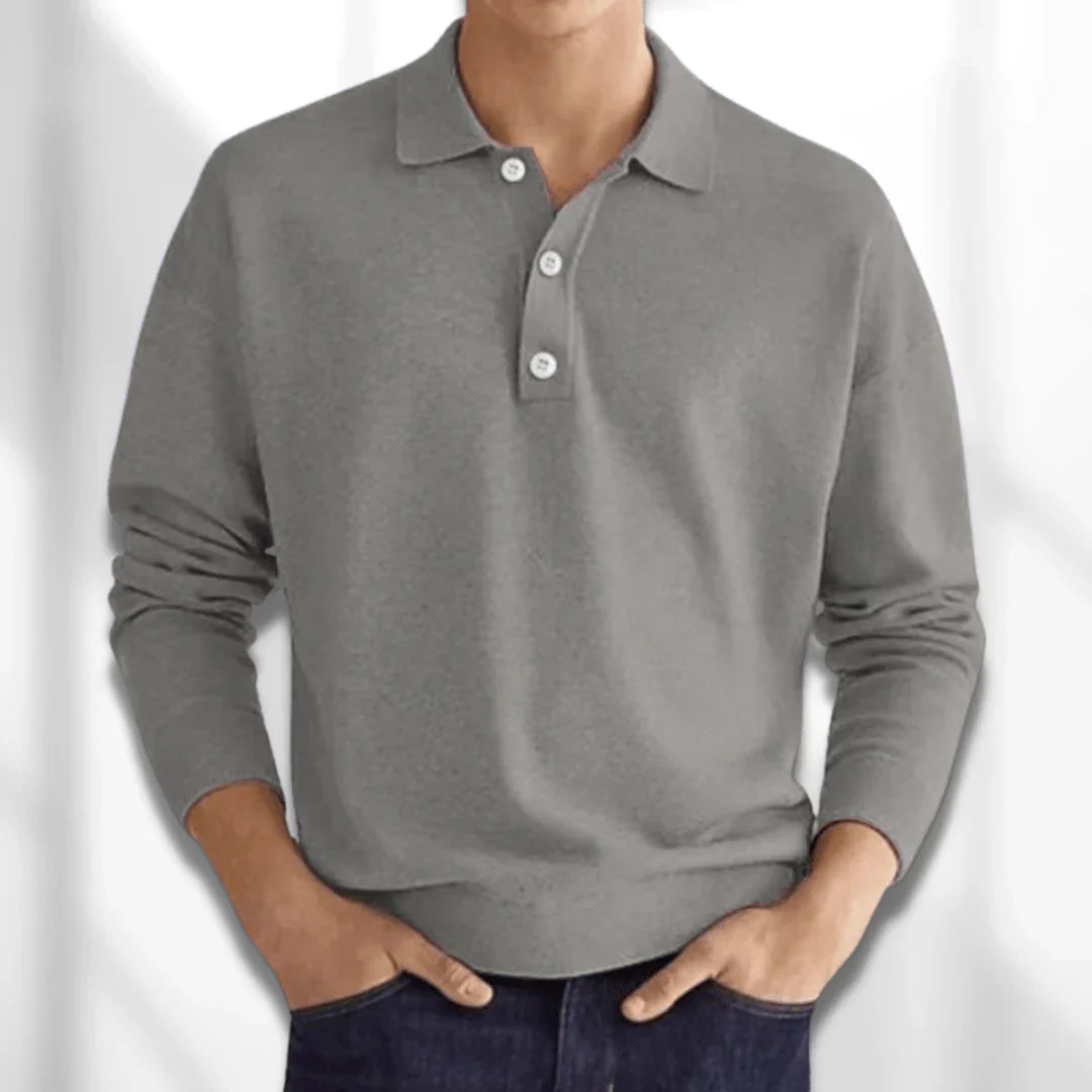 Polo-shirt homme manches longues col
