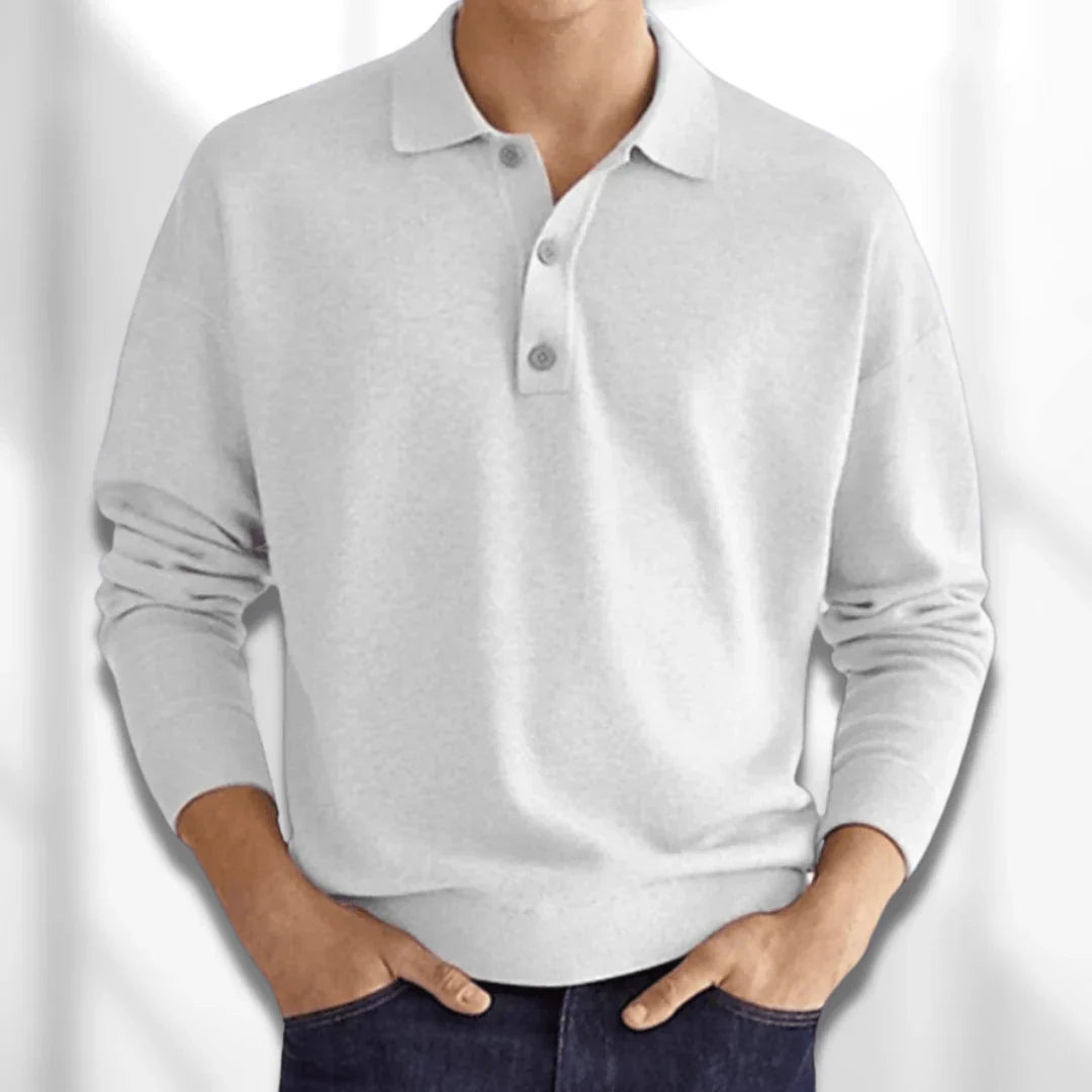 Polo-shirt homme manches longues col
