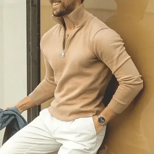 Herren Pullover Langarm Quarter Zip Modern - IdealeKleiden