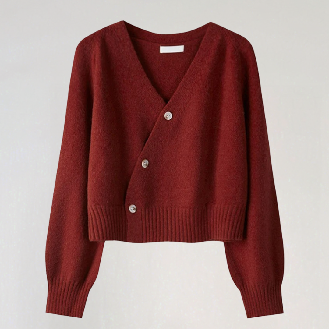 Damen Wolljacke V-Ausschnitt Elegantes Design - IdealeKleiden