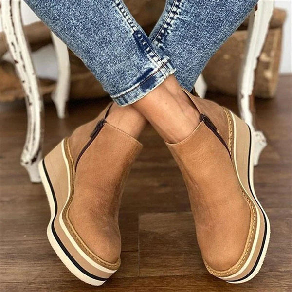 Bottines élégantes imitation cuir baskets épaisses