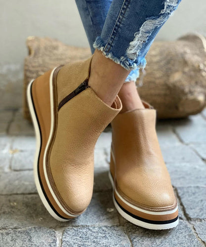 Bottines Femme Mariage Talon Compensé Fermeture Rapide