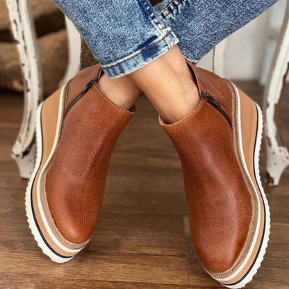 Bottines élégantes imitation cuir baskets épaisses