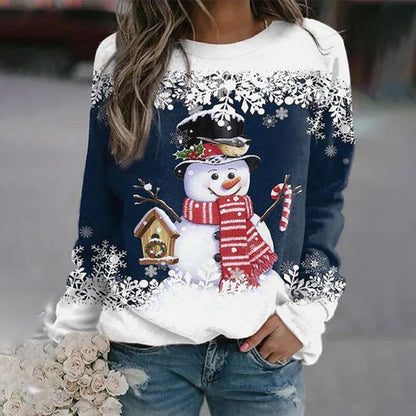Pull de Noël femme motif bonhomme de neige festif
