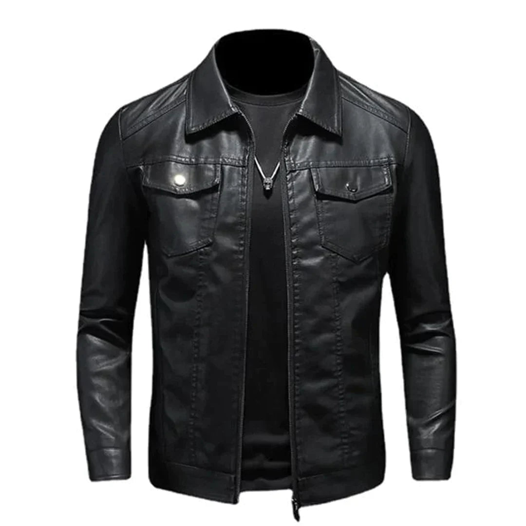 Blouson en cuir pour homme style trucker classique