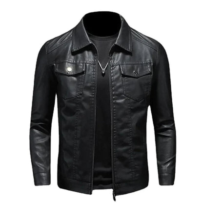 Blouson en cuir pour homme style trucker classique