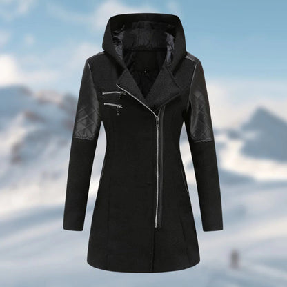 Veste en laine stylée Femme Coupe cintrée Capuche Fermeture éclair