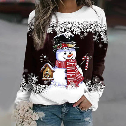 Pull de Noël femme motif bonhomme de neige festif