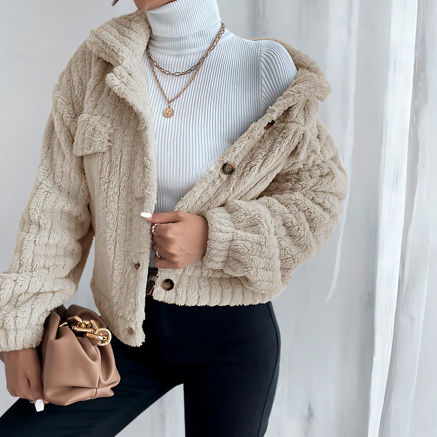 Veste teddy souple chaude et douillette pour l'hiver