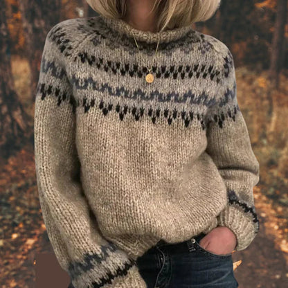 Pull femme tricoté motif nordique hiver