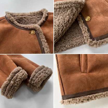 Stilvolle Fleecejacke Wildleder Optik - IdealeKleiden