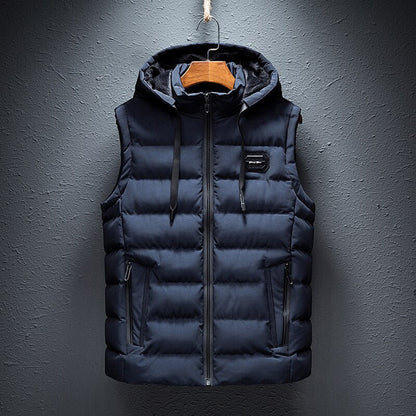 Gilet matelassé chaud sans manches à capuche pour homme