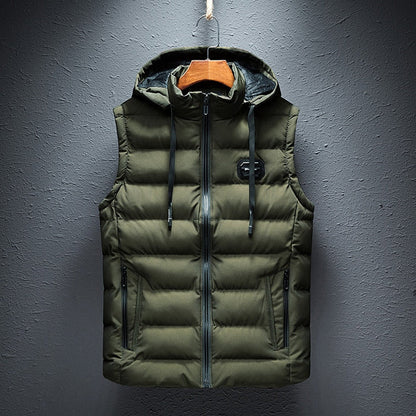 Gilet matelassé chaud sans manches à capuche pour homme