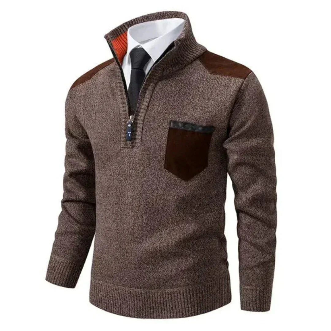 Pull-over homme décontracté à manches longues effet tricot