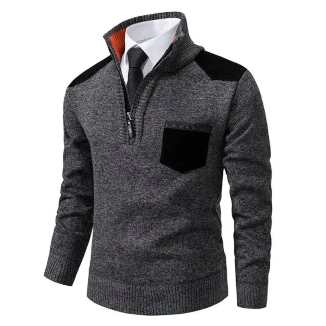 Pull-over homme décontracté à manches longues effet tricot