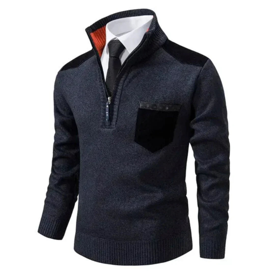 Pull-over homme décontracté à manches longues effet tricot