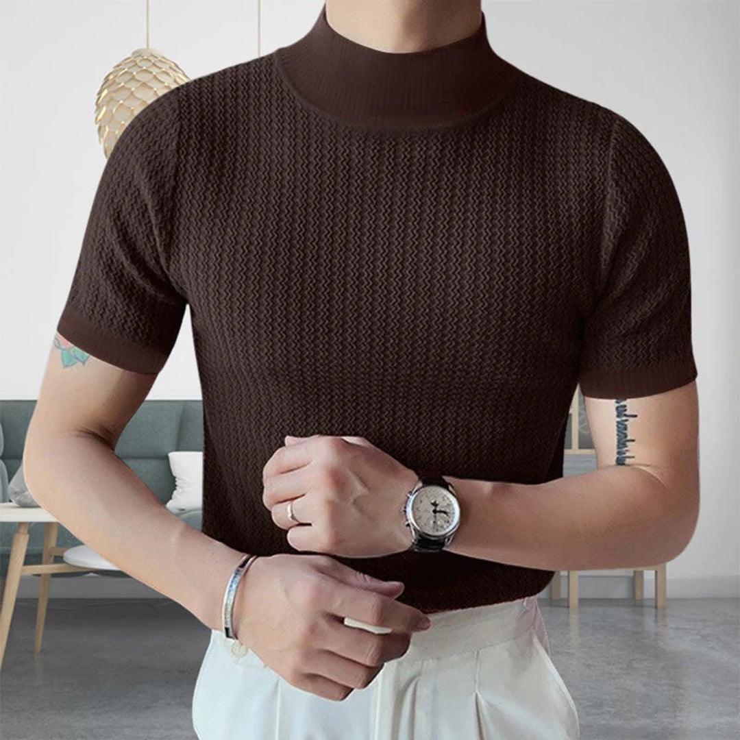 T-shirt col roulé homme manches courtes élégant