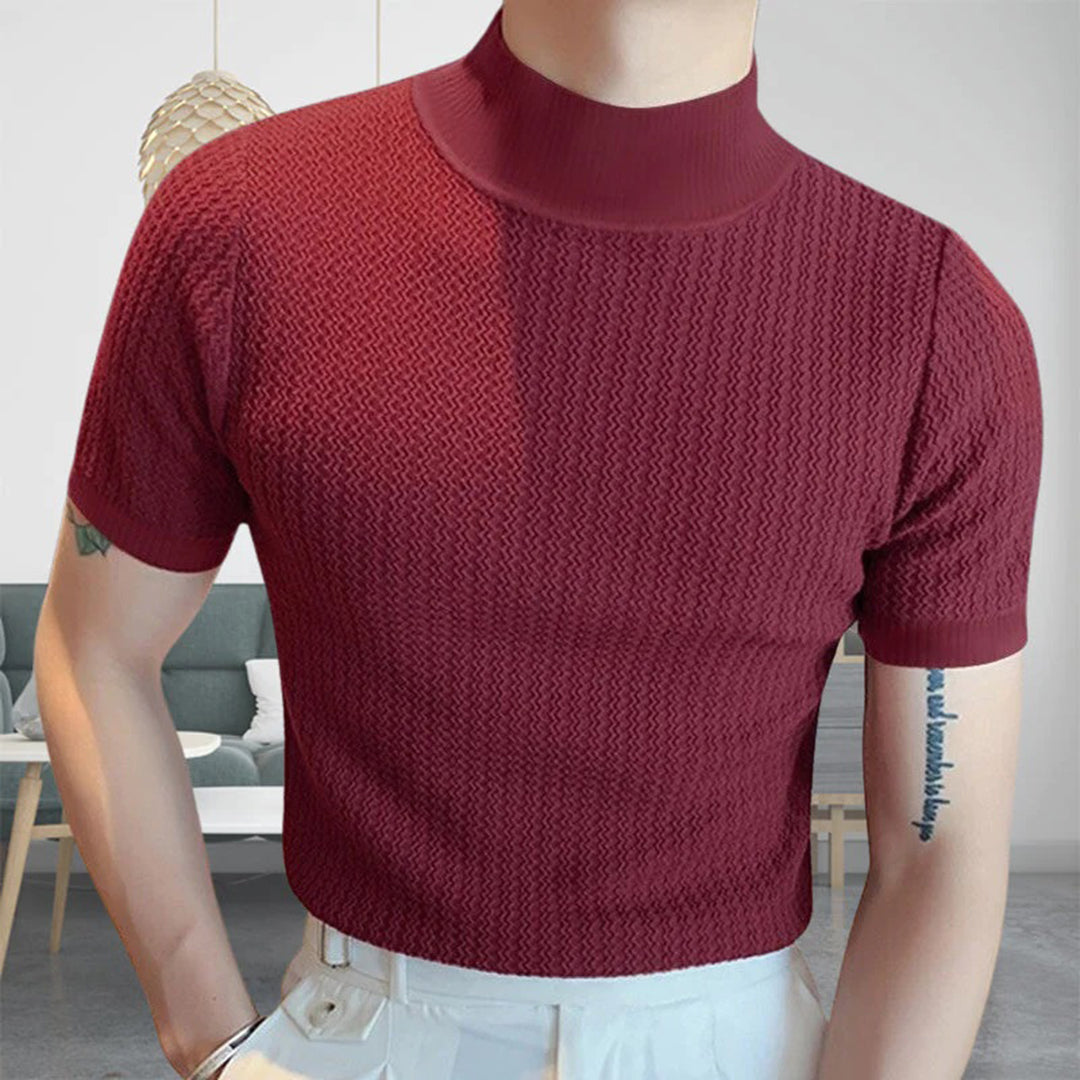 T-shirt col roulé homme manches courtes élégant
