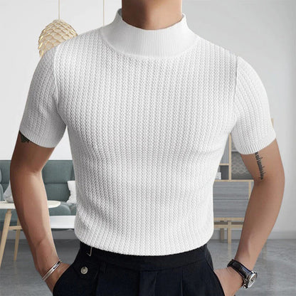 T-shirt col roulé homme manches courtes élégant