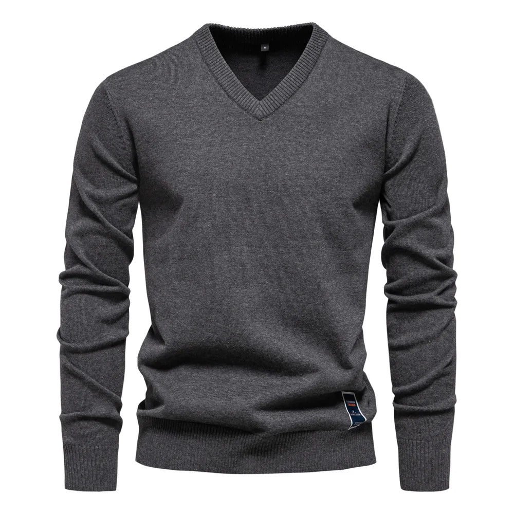 Pull col V classique pour homme, coupe moderne