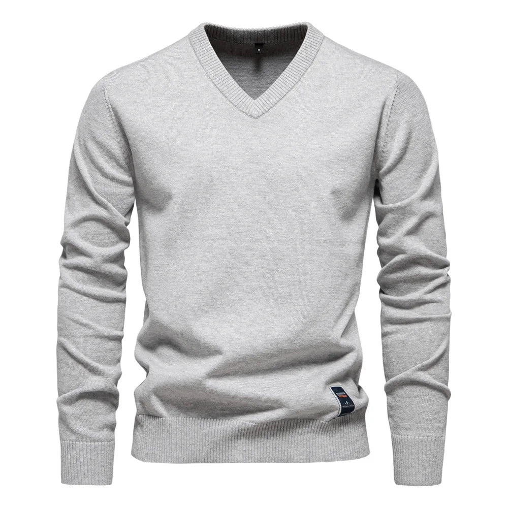 Pull col V classique pour homme, coupe moderne