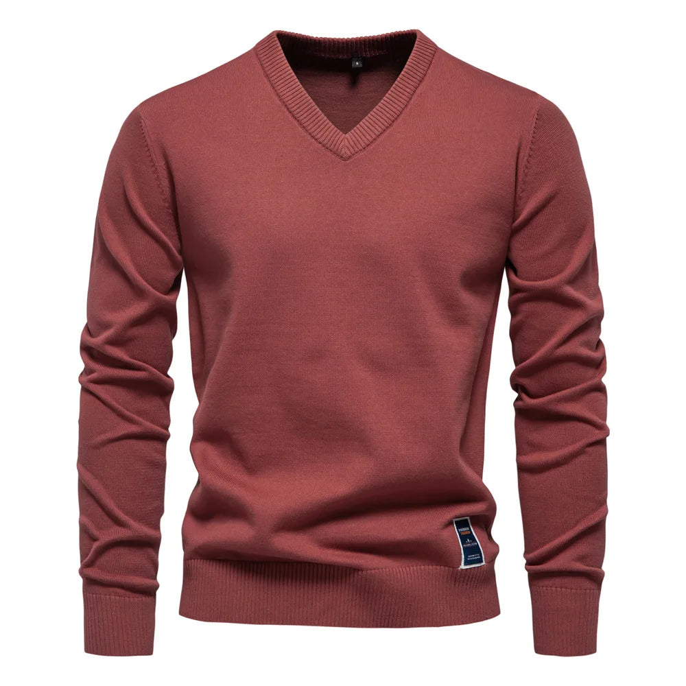 Pull col V classique pour homme, coupe moderne