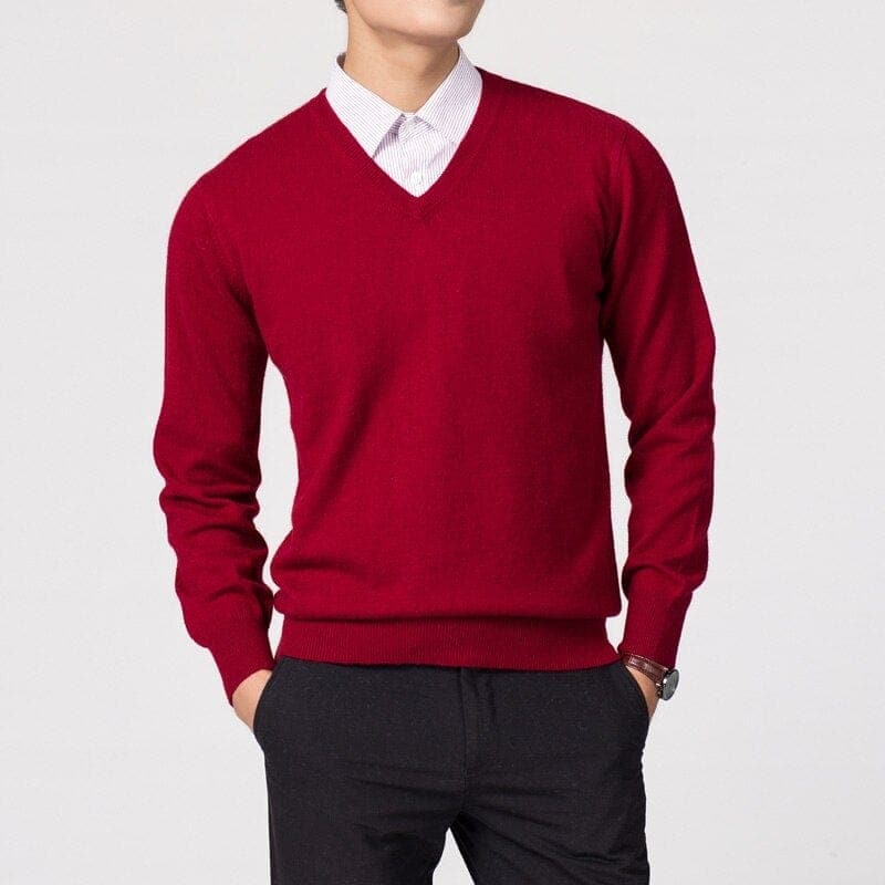 Pull-over homme col en V simple et élégant