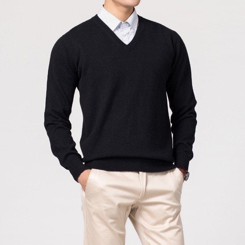 Pull-over homme col en V simple et élégant