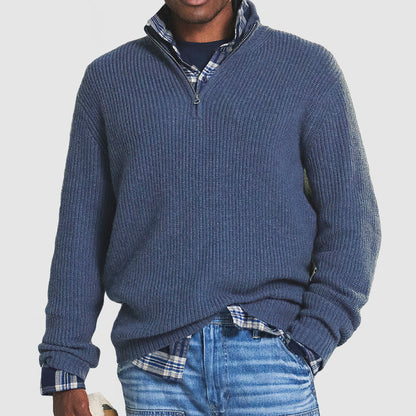 Pull pour homme coupe ample, quart de zip