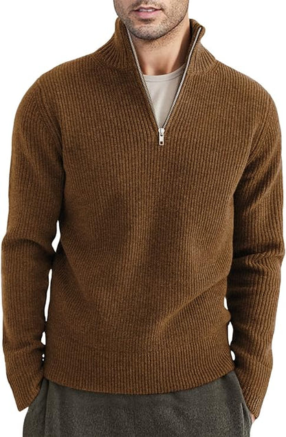 Pull pour homme demi-zip maille côtelée tendance