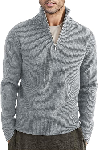 Pull pour homme demi-zip maille côtelée tendance