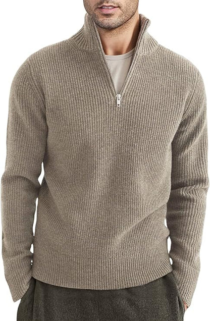 Pull pour homme demi-zip maille côtelée tendance