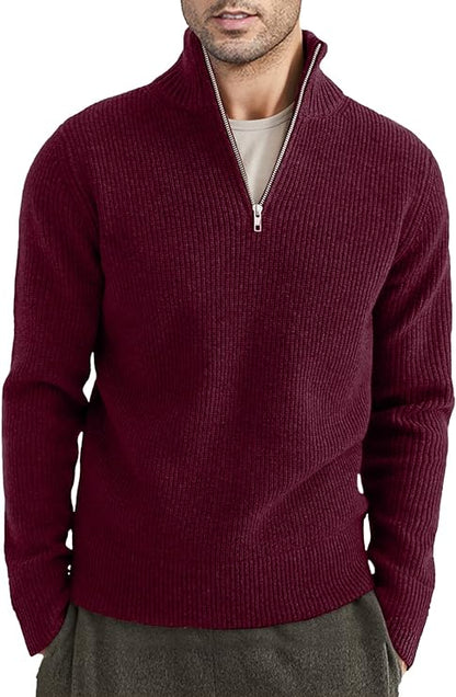Pull pour homme demi-zip maille côtelée tendance