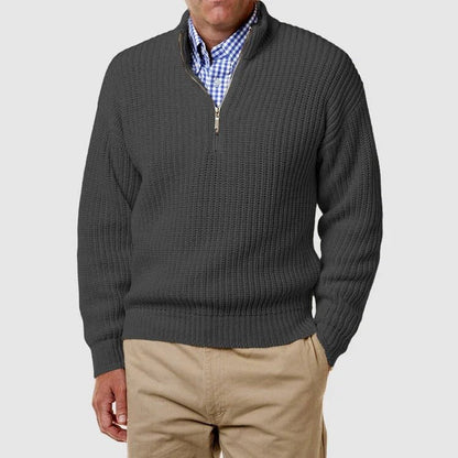 Pull en tricot pour homme, décontracté, manches longues, col zippé