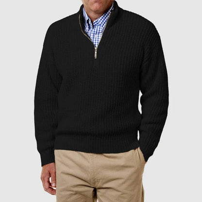 Pull en tricot pour homme, décontracté, manches longues, col zippé