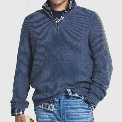 Pull Homme Décontracté Col Montant Zippé