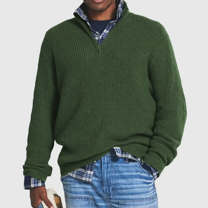 Pull Homme Décontracté Col Montant Zippé