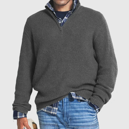 Pull Homme Décontracté Col Montant Zippé
