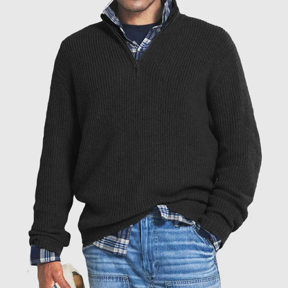 Pull Homme Décontracté Col Montant Zippé