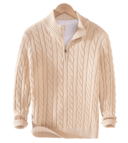 Pull pour homme en maille torsadée avec fermeture éclair