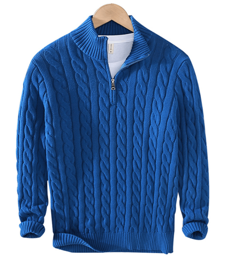 Pull pour homme en maille torsadée avec fermeture éclair
