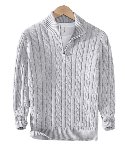 Pull pour homme en maille torsadée avec fermeture éclair