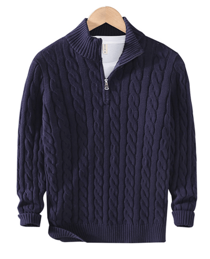 Pull pour homme en maille torsadée avec fermeture éclair