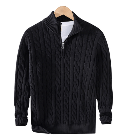 Pull pour homme en maille torsadée avec fermeture éclair